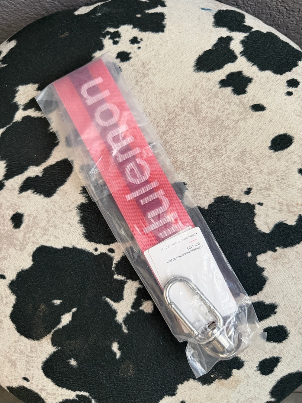 lululemon athletica Pink Red Logo Key/Card Holder Lanyard